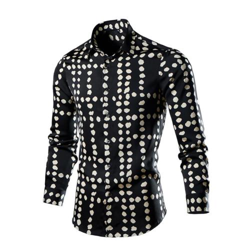 Casual plus size non-stretch batch printing long sleeve shirt