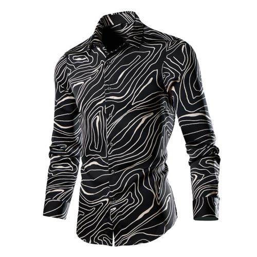 Casual plus size non-stretch batch printing long sleeve shirt#2