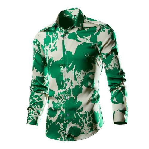 Casual plus size non-stretch batch printing long sleeve shirt#3