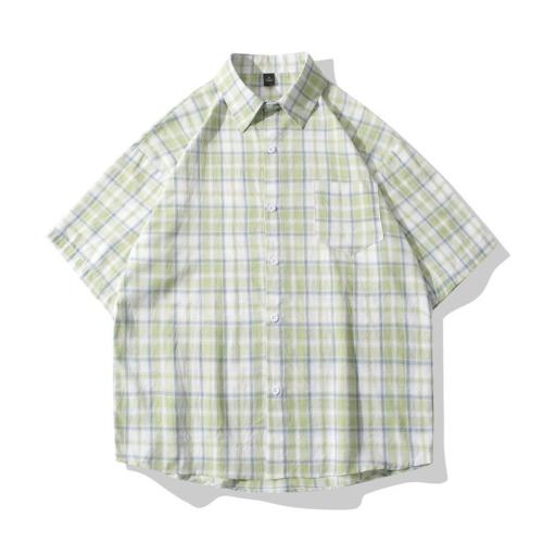 Casual plus size non-stretch loose breathable plaid shirt size run small