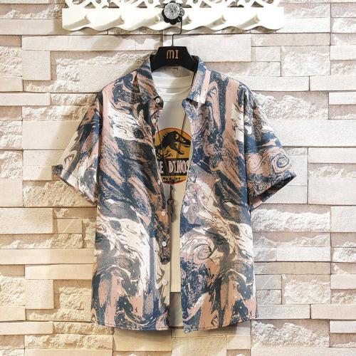 Plus size non-stretch batch printing loose short-sleeved shirt size run small