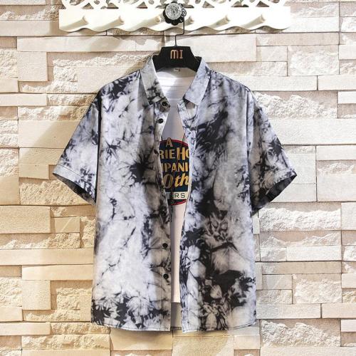 Plus size non-stretch batch printing loose short-sleeved shirt size run small#1