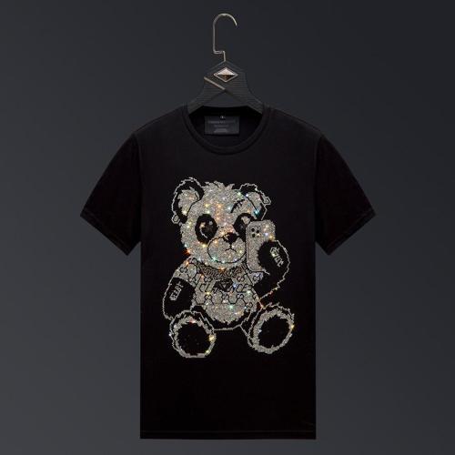 Casual plus size stretch panda rhinestone breathable t-shirt size run small