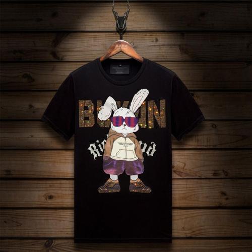 Plus size stretch rabbit print rhinestone breathable t-shirt size run small