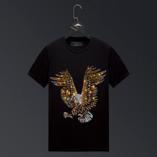 Casual plus size stretch eagle rhinestone breathable t-shirt size run small