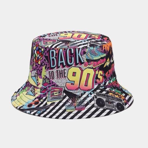 Stylish men rock music style printing bucket hat#2#(56-58cm)