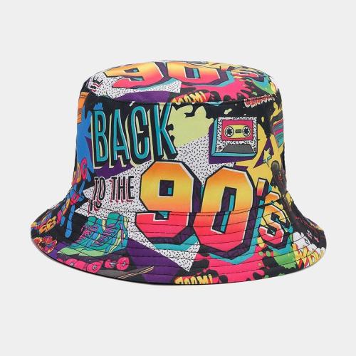 Stylish men rock music style printing bucket hat#4#(56-58cm)