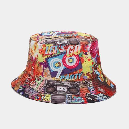 One pc stylish men rock music style printing bucket hat#5#(56-58cm)