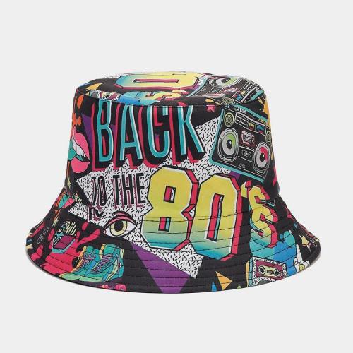 One pc stylish men rock music style printing bucket hat#6#(56-58cm)