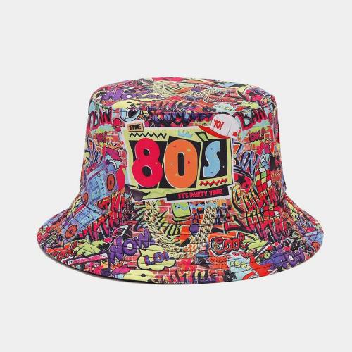 One pc stylish men rock music style printing bucket hat#7#(56-58cm)