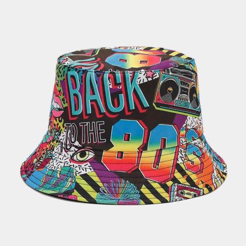 One pc stylish men rock music style printing bucket hat#8#(56-58cm)