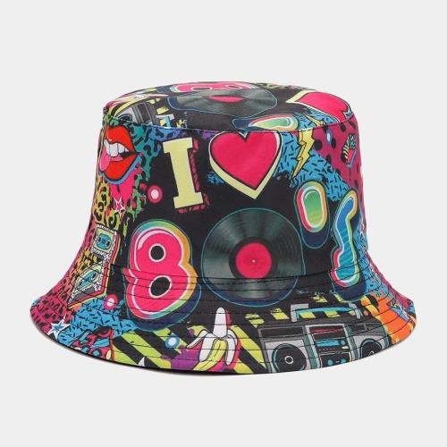 One pc stylish men rock music style printing bucket hat#10#(56-58cm)