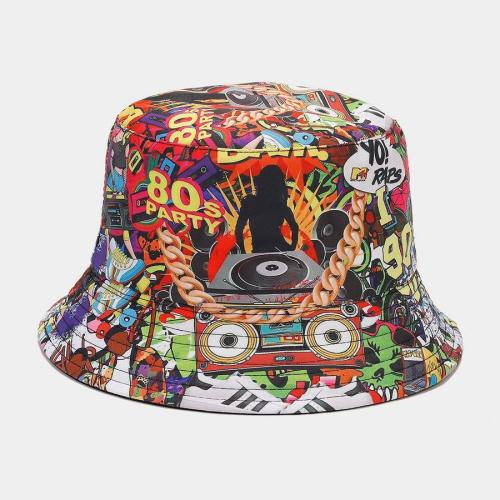 One pc stylish men rock music style printing bucket hat#11#(56-58cm)