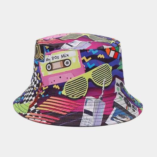 One pc stylish men rock music style printing bucket hat#12#(56-58cm)