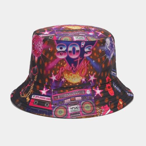 One pc stylish men rock music style printing bucket hat#15#(56-58cm)