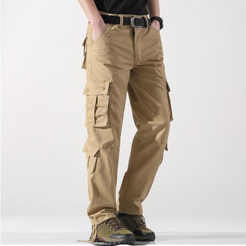 Casual plus size non-elastic multiple pockets straight all-match cargo pants