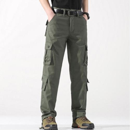 Casual plus size non-elastic multiple pockets straight all-match cargo pants#1