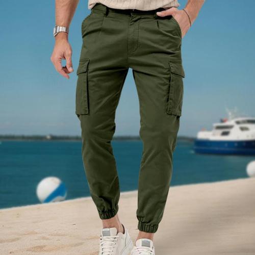 Casual plus size non-stretch solid color all-match multi-pocket cargo pants