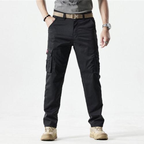 Casual plus size non-stretch solid color slim all-match cargo pants without belt