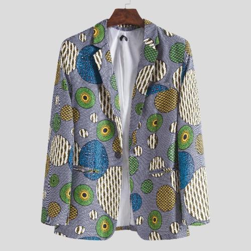 Casual plus size non-stretch batch printing blazer