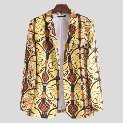 Casual plus size non-stretch batch printing stylish blazer#3