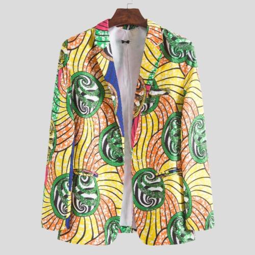 Casual plus size non-stretch batch printing stylish blazer#4