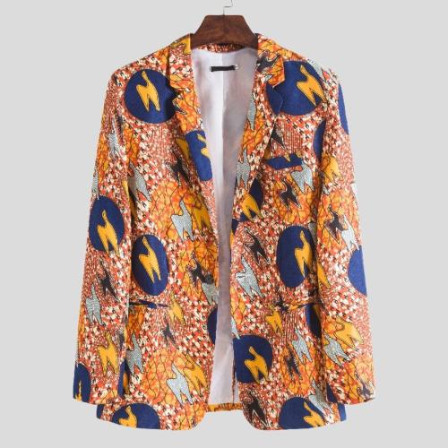 Casual plus size non-stretch batch printing stylish blazer#5