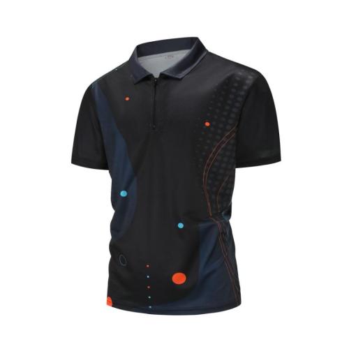 Casual plus size high non-stretch polka dot print short-sleeved polo shirt