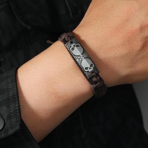 Stylish new alloy skull pu bracelet (length:18cm)