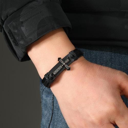 Stylish new alloy cross pu adjustable bracelet (length:18-23cm)