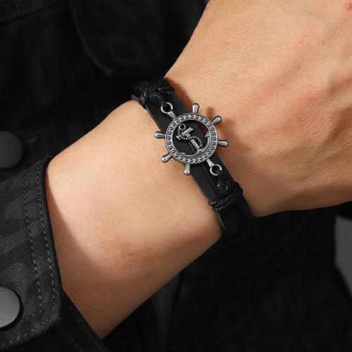 Stylish new alloy rudder pu adjustable bracelet (length:18-23cm)