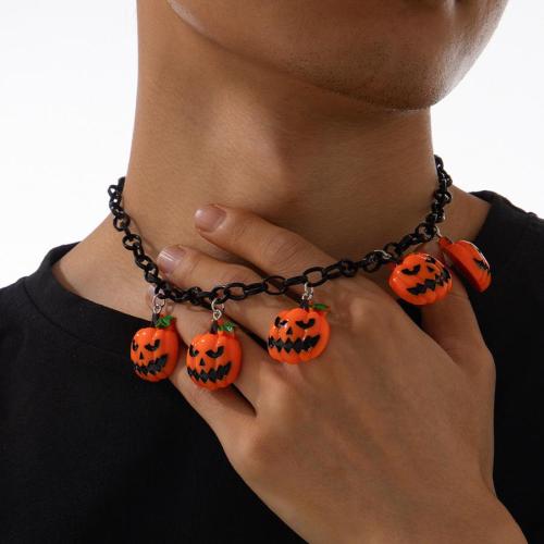 Halloween one pc new devil pumpkin pendant necklace (length:45+7cm)