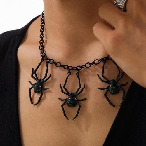 Halloween one pc new glitter spider pendant necklace (length:43+7cm)