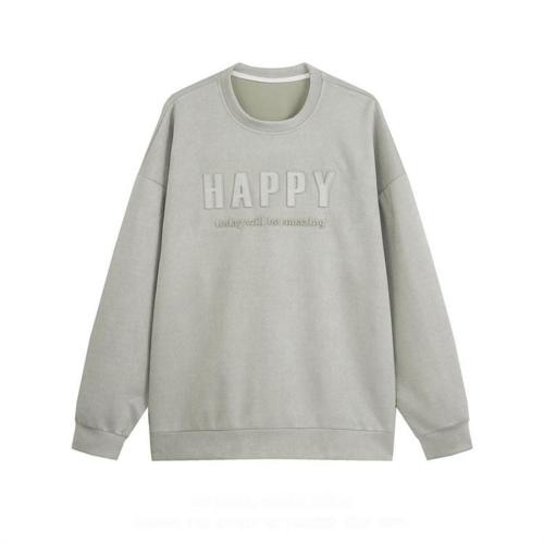 Casual plus size non-stretch jacquard letter loose sweatshirt size run small