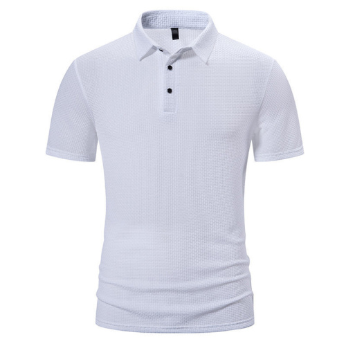 Casual plus size slight stretch solid color breathable short sleeve polo shirt