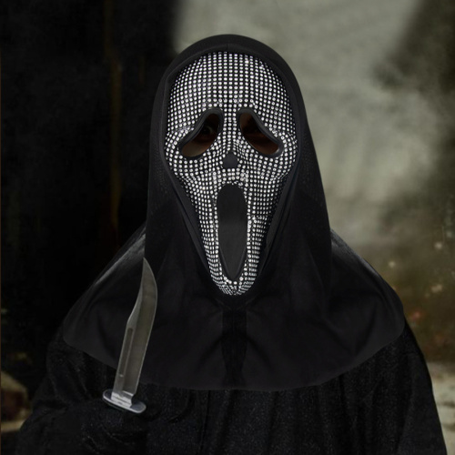 Three pcs men halloween rhinestone scream ghost cosplay prop mask(no dagger)