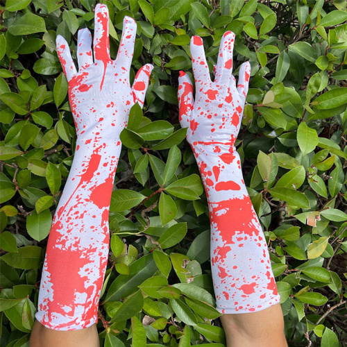 Two pair men halloween escape room cosplay prop bloodstained gloves(length:37cm)