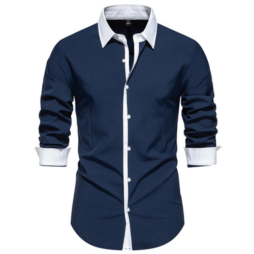 Casual plus size non-stretch simple contrast color all-match denim shirt