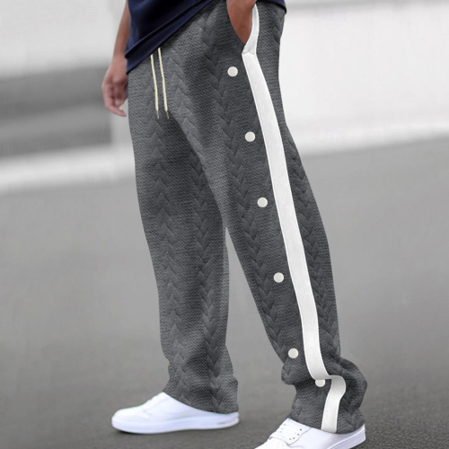 Casual plus size non-stretch jacquard button-decor all-match sweatpants