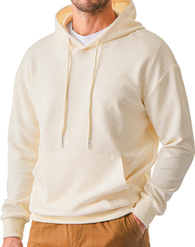 Casual plus size non-stretch solid color hooded jacquard sweatshirt