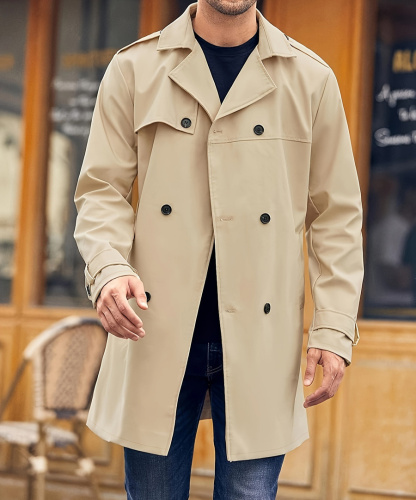 Stylish plus size non-stretch mid-length trench coat with belt size run small