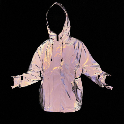 High street style non-stretch reflective hooded loose outerwear