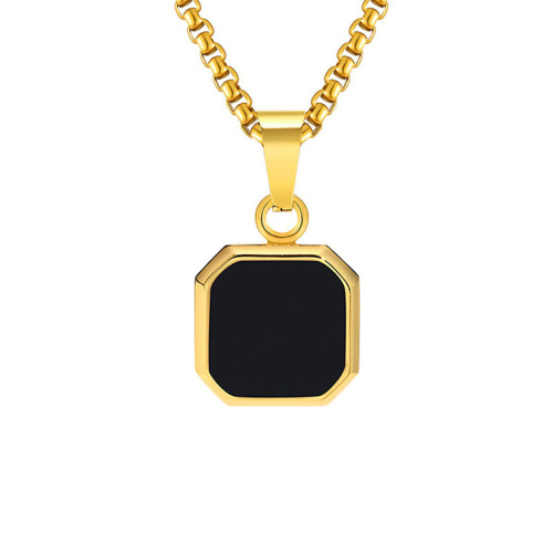 One pc new geometric acrylic plated titanium steel necklace(length:45+5 cm)